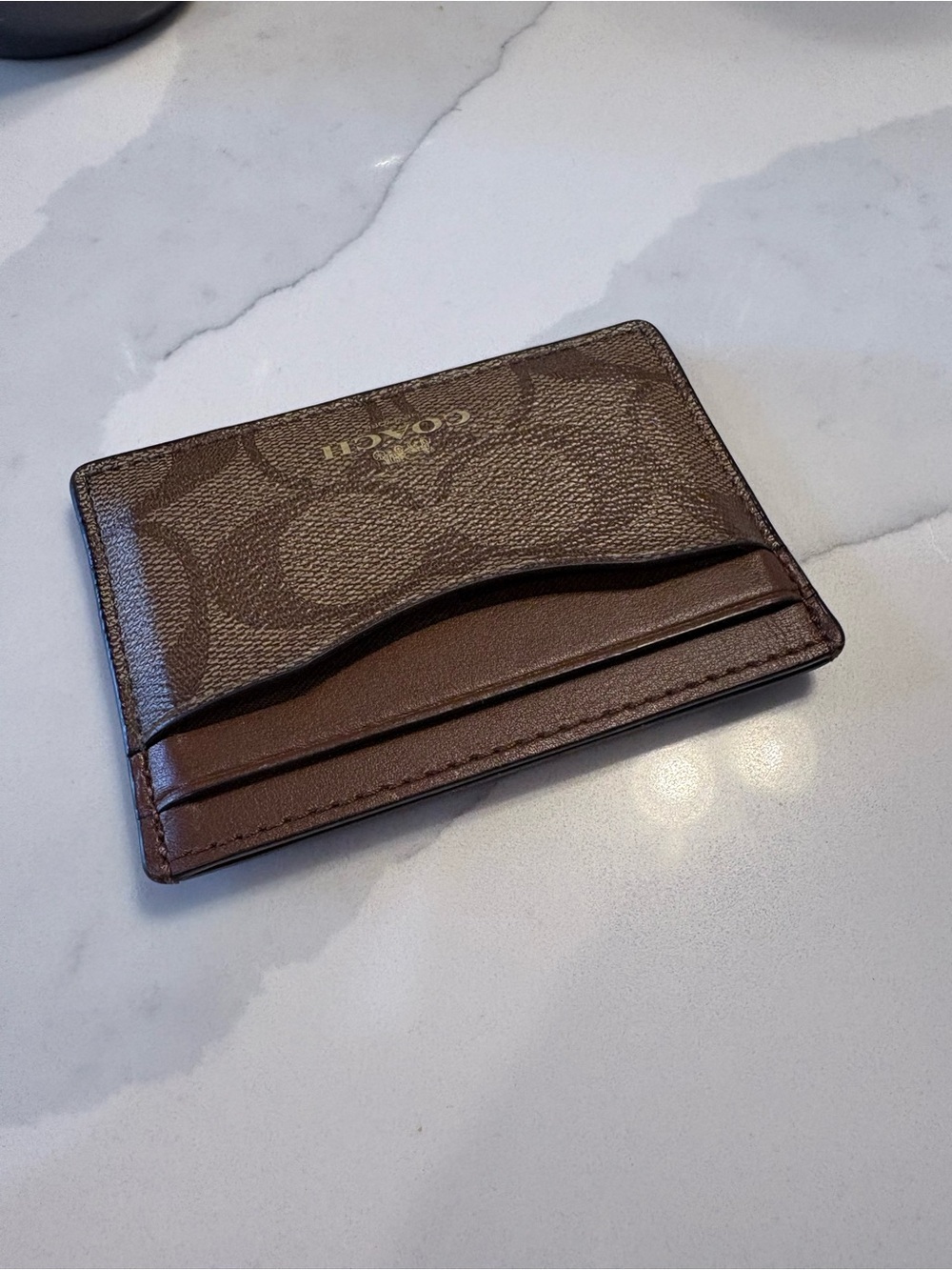 Coach Brown Signature Slim Card Holder